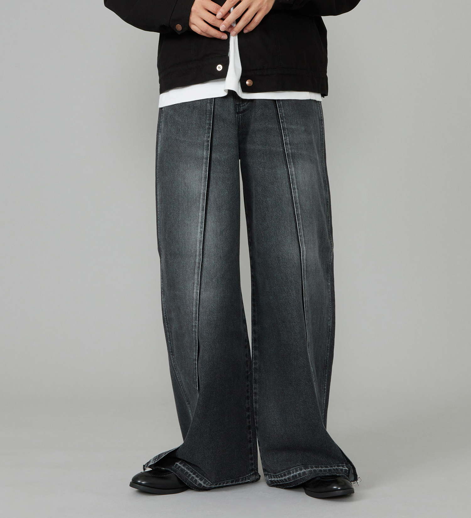 Wrangler(ラングラー)のWREMAKE RAYERD JEAN/リメイクレイヤードジーンズ【セットアップ可】|パンツ/デニム/ジーンズパンツ/メンズ|ブラックデニム