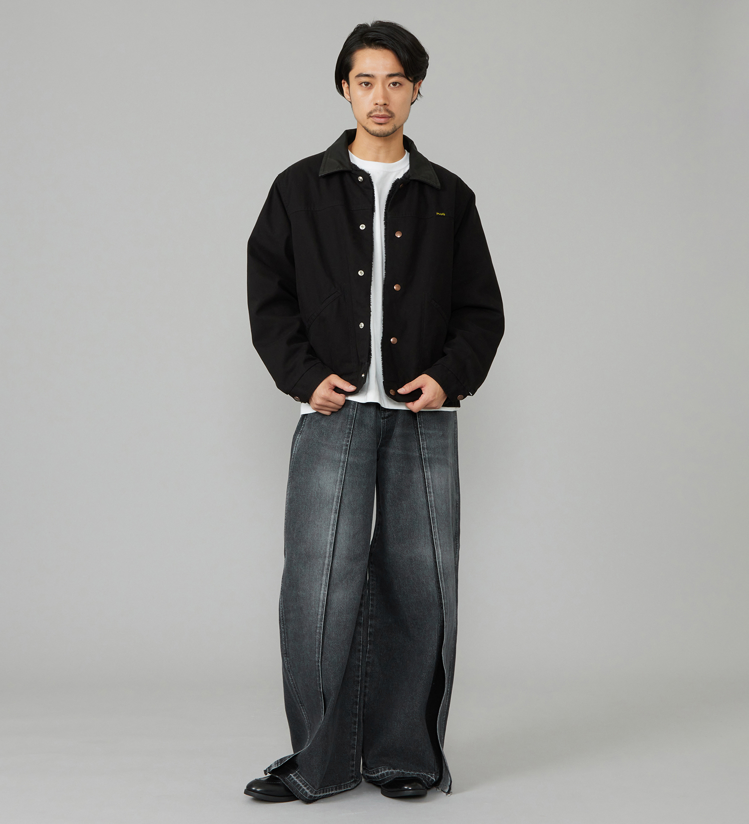 Wrangler(ラングラー)のWREMAKE RAYERD JEAN/リメイクレイヤードジーンズ【セットアップ可】|パンツ/デニム/ジーンズパンツ/メンズ|ブラックデニム