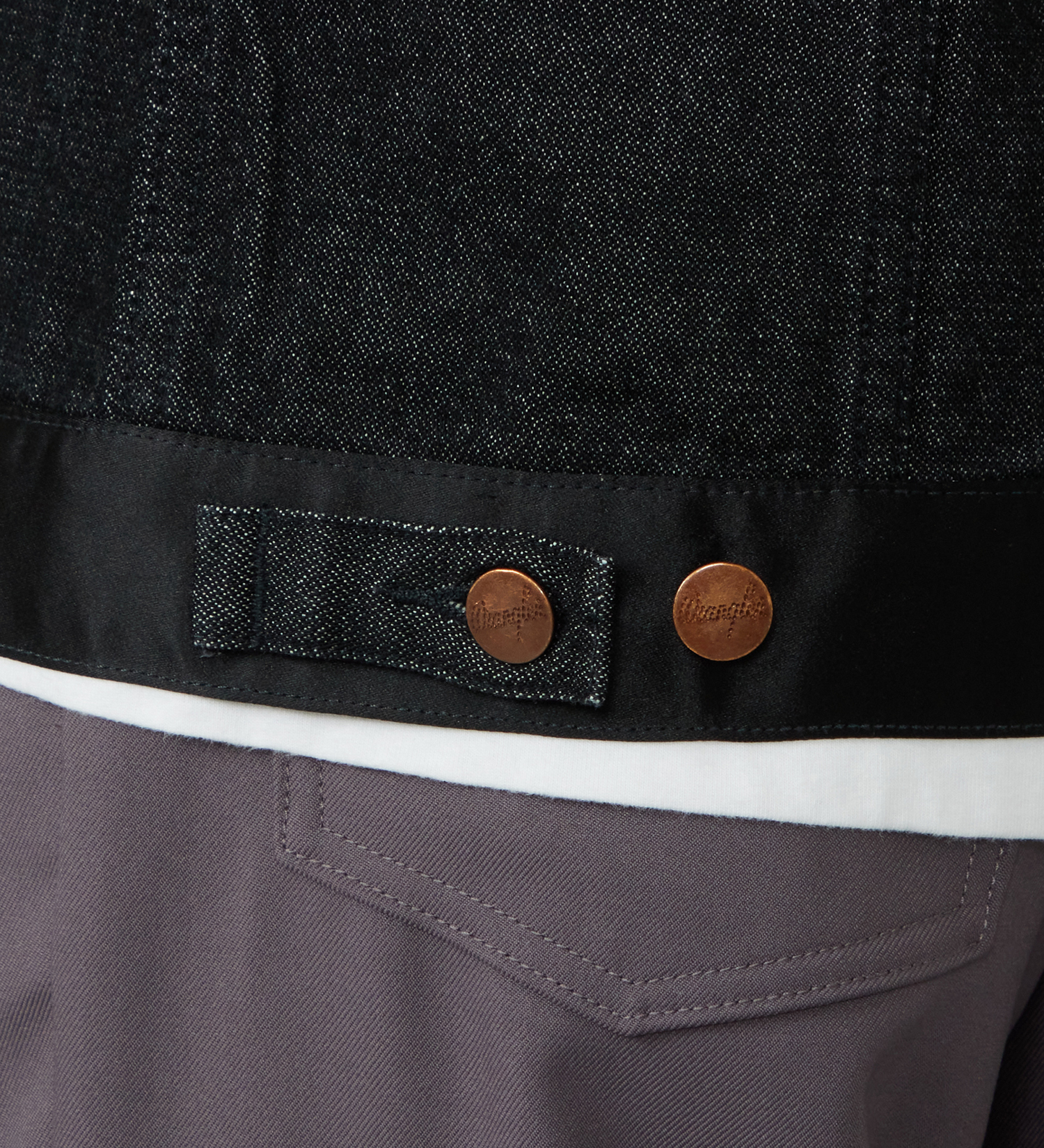 Wrangler(ラングラー)の【試着対象】SWITCHED 24MJZ/デニム×サテンリメイクジャケット【セットアップ可】|ジャケット/アウター/デニムジャケット/レディース|ブラックデニム
