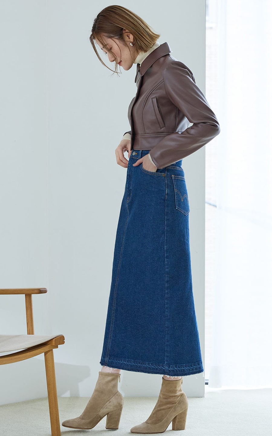 EDWIN LADIES essentials ロングデニムスカート