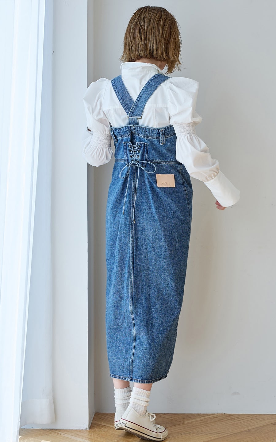 atelier SOMETHING 2WAY レースアップサロペットデニムスカート